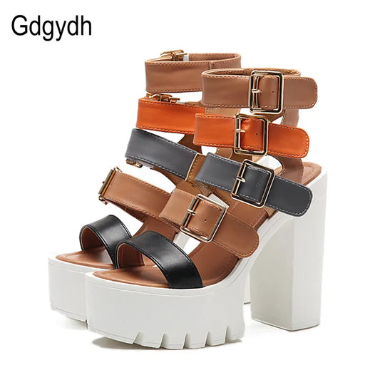 Hold Them High Heels Summer Fashion Ankle Buckle up Female Gladiator Platform