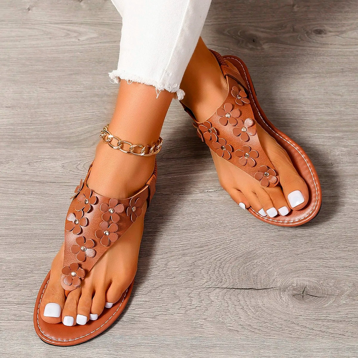 Flower Bed Flip Flop Open Toe Summer Sandals